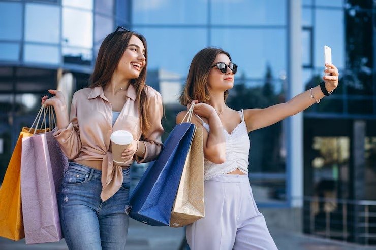 Women shopping at a retail store